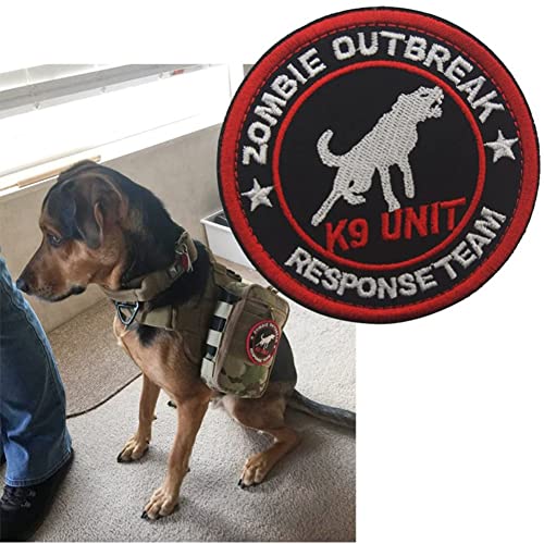 Veelkrom Zombie Outbreak Response Team K9 Unit Police Dog Fastener Patch Embroidered Army Swat Morale Hook And The Loop Backing Tactial Badge Swat For Service Animal Vest #TOP4