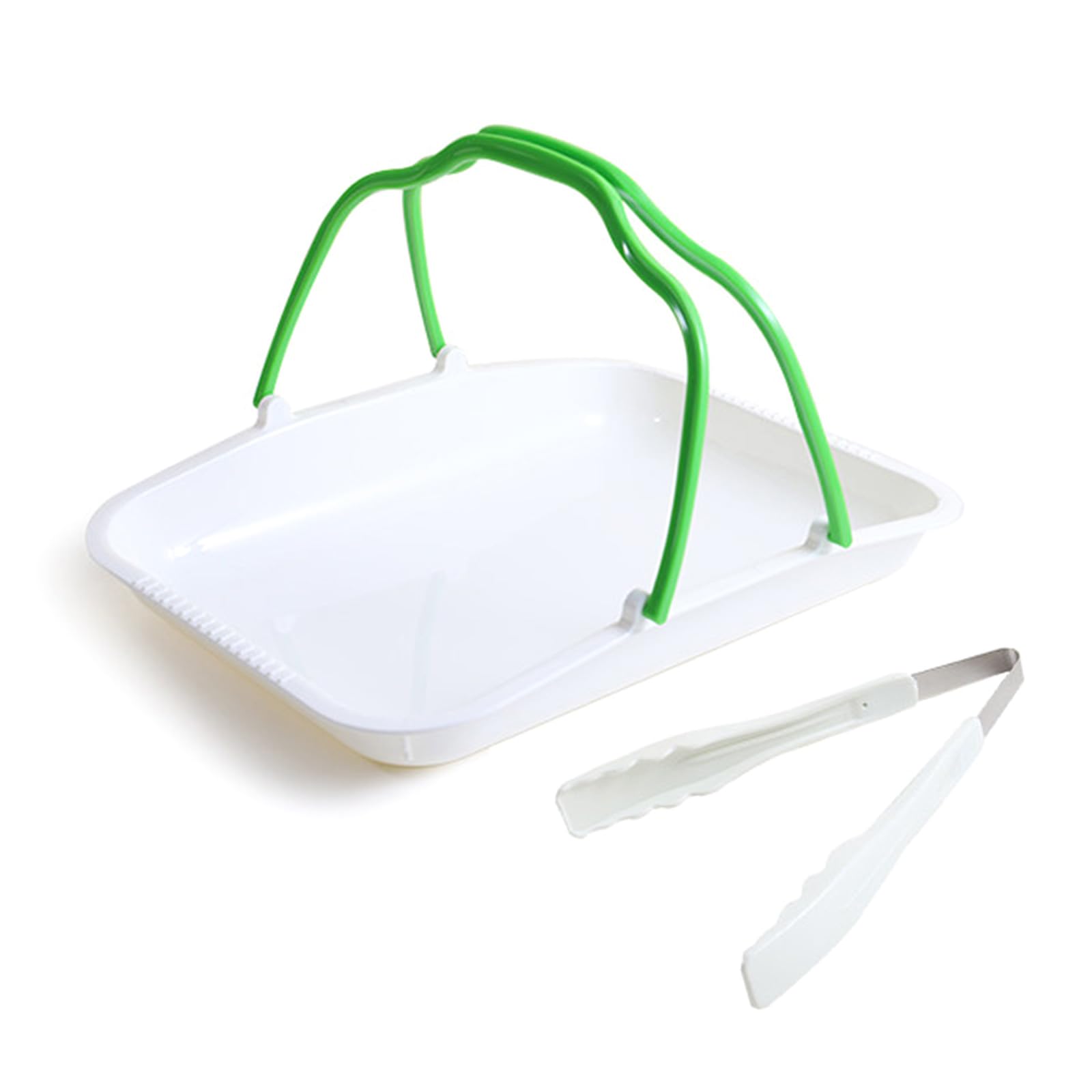 MALSSE Food Tongs with Storage Tray for Kitchen Barbecue and Serving Serving Plate for Home Restaurants Thickened Food Tongs