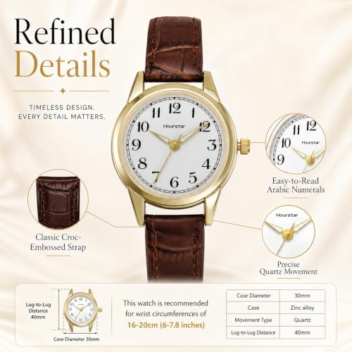 Hourstar Brown Leather Casual Watch