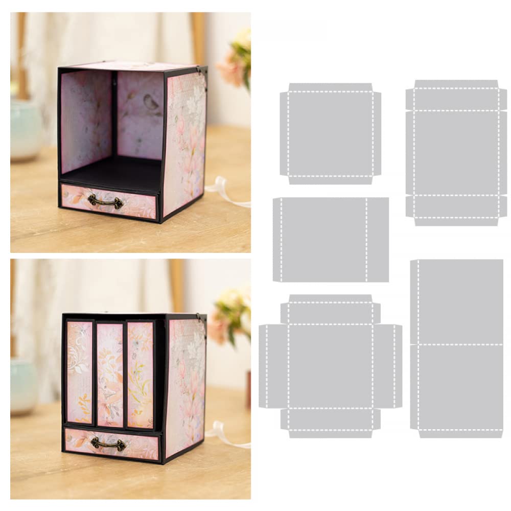 3D Outer Casing and Drawer Template for Card Making Painting Template, Plastic Drawing Template for DIY Crafts Painting on Wood Paper Handmade Crafts Arts Supplies Scrapbook Photo Album Decor