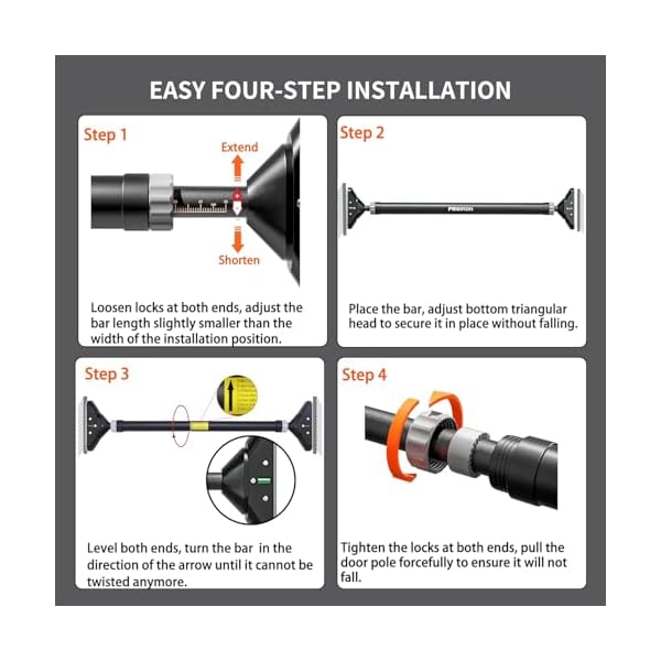 PROIRON Door Pull Up Bar Doorway Frame Chin Up Bar from 28.3in-38.2in - Image 3