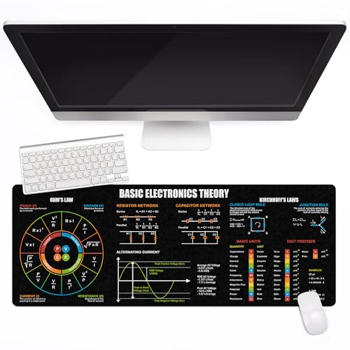 Image of Basic Electronic Theory Mouse Pad, Perfect for Students, Engineers & Technicians with Circuit Design & Electrical Reference, Essential Computer Accessories for Study, Work, and Reference Purposes NNA