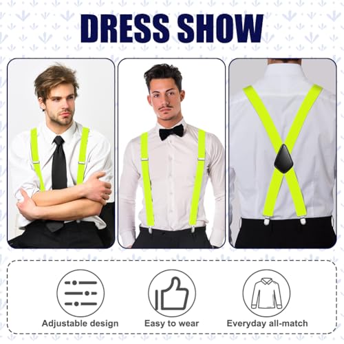 Image of Aomig Men's Adjustable Wide Braces, Extra Wide X Braces for Men, Braces for Men with Very Strong 4 Clips - 3.5 cm