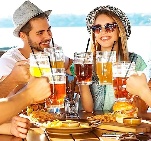 MOMENT Disposable Plastic Drinking Straws, 100 Pack Individually Wrapped, 24cm Long, 8mm Wide Food-Grade Disposable Straws for Drinks, Juices, Coffee, Cocktails,Smoothies, Milkshakes (Black)