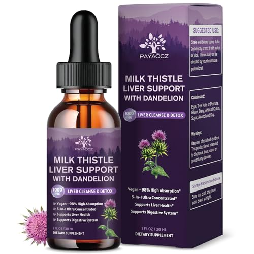 (4 Pack) Milk Thistle Liquid Drops 1000mg - Liver Support with Dandelion & Artichoke
