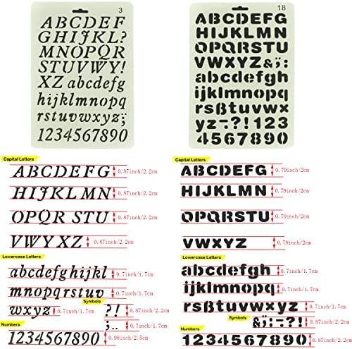 Alphabet Painting 4 PCS Assorted Styles Plastic Number and Letter Artistic Drafting Drawing Templates Stencil Set for DIY Craft Journal Photo Album Scrapbook Schedule Book Diary Art Projects