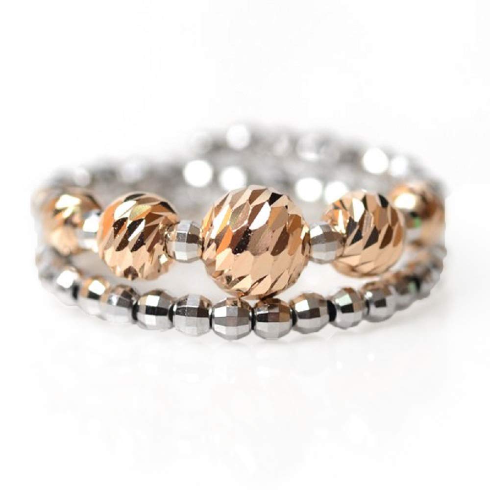 Amazon | 18金 リング 2連調 5mm玉入り ミラーボール K18 コイルリング