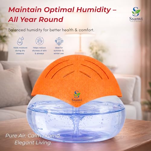 Image of Humidifier Revitalizer Hygiene Portable Room Air Purifier and with Led Lights, Run Time: 16 Hours- Perfect for Living Rooms, Kitchen, Office & Hotels (24 * 24 * 12 cm,Orange)-750 Ml