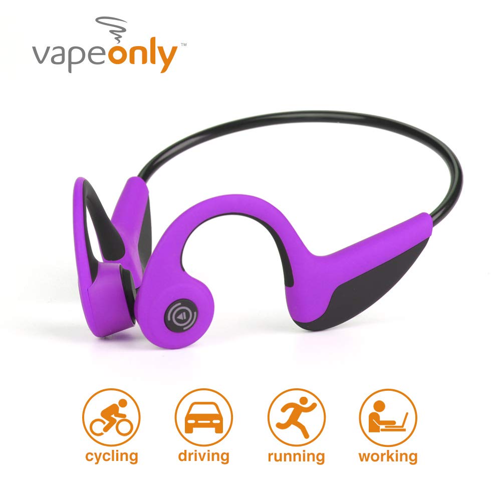 Cuffie a conduzione ossea Bluetooth senza fili in titanio HiFi Stereo con microfono per corsa, guida in bicicletta, impermeabili, auricolari sportivi per Android (viola)