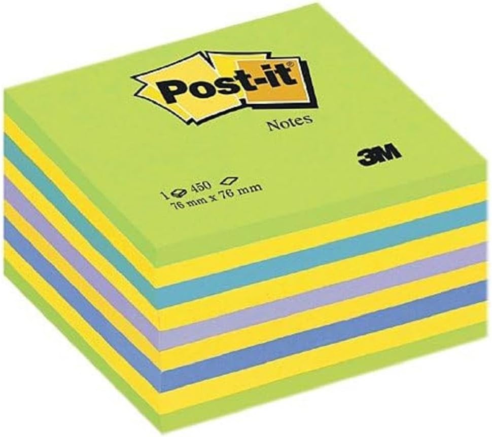 Post-it Notes Cube, Pastel Blue, 1 Pad, 76 mm x 76 mm, 450 Sheets - Extra Sticky Notes for Walls, Monitors and Fridge