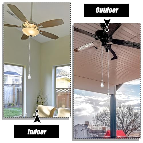 Image of Prasacco 4 Pcs Ceiling Fan Pulls Light and Fan Pull Chain Set 12 Inch Ceiling Fan Pull Chain Extender Decorative Pull Chain Extension, Silver