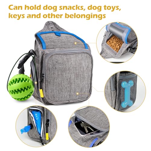 Leckerlitasche für Hunde, Futterbeutel für Hundetraining mit Reißverschluss, Verstellbarer Gürtel/Schultergurt, geeignet für Hundefutter/Handy/Schlüssel/Hundekotbeutel/Hundespielzeug