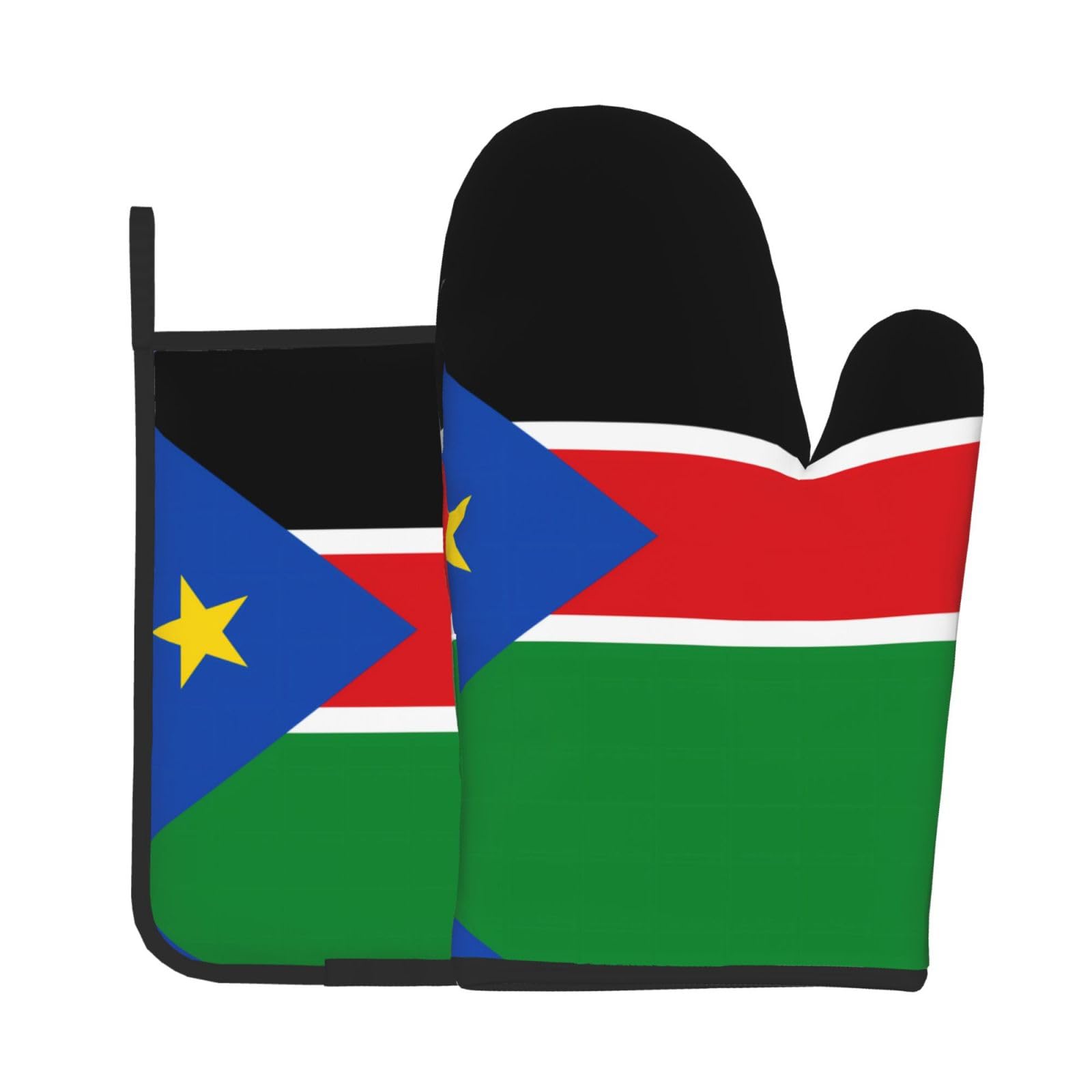 Oven Mitts and Potholders Set of 2 for Kitchen Baking Cooking GrayFlag of South Sudan Thick and Durable