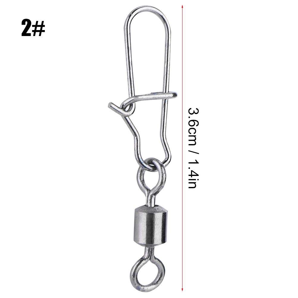 Image secondaire de Pivot De Pêche 50 PCS 2 # 4 # 5 # 6 # 8 # en Acier Inoxydable Emerillons Connecteur/Agrafes de Pêche Roulants avec Quick Lock-Ou