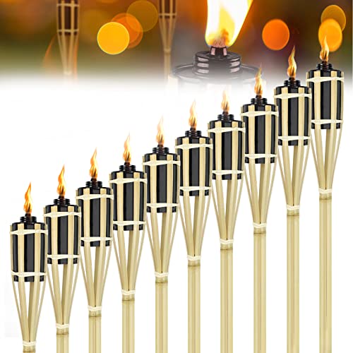 HENGMEI Lot de 36 torches de jardin en bambou - Pour décoration d'extérieur, fête de jardin, chemin, arrière-cour, pelouse