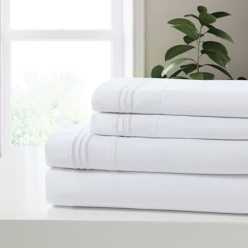 Miniatura 2 de Juego de sábanas tamaño individual, juego de sábanas de lujo de 1800 hoteles con bolsillo profundo de hasta 16 pulgadas, tela de microfibra doble