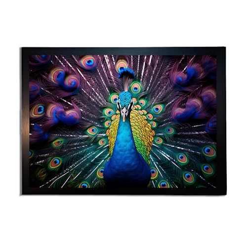 Image of redbakers.in Peacock Wall Art Print, Framed Paintings, Living Room Decor Vastu || Stylish Picture Frame for Home & Office Decoration|| Best Gift Size 10 x 14 Inch (Modern, CORA, 10 X 14 Inch)