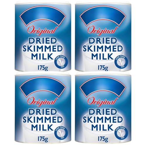 Dried Milk Powder Bundle with Original Dried Skimmed Milk Powder by Marval 175g (4 Pack)