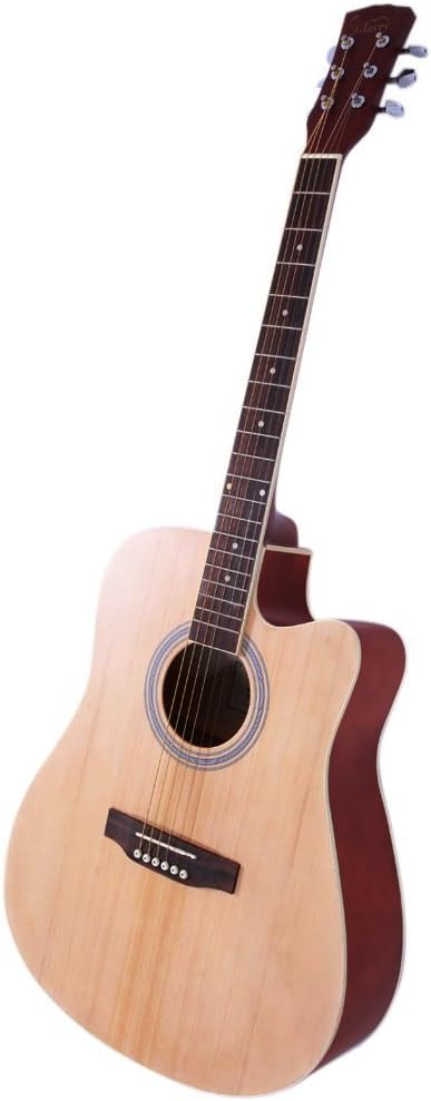 Glarry 41" Spruce Front Rosewood Fingerboard Cutaway Folk Guitar for Music lovers with Guitar Bag and Accessories include Board and Wrench(Burlywood)