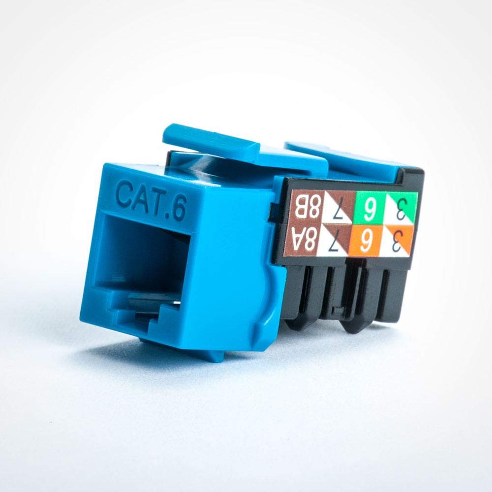 Vertical Cable Cat6 90 Degree Keystone Jack – Easily Snaps into Housing or Wall Plate – 25 Pack