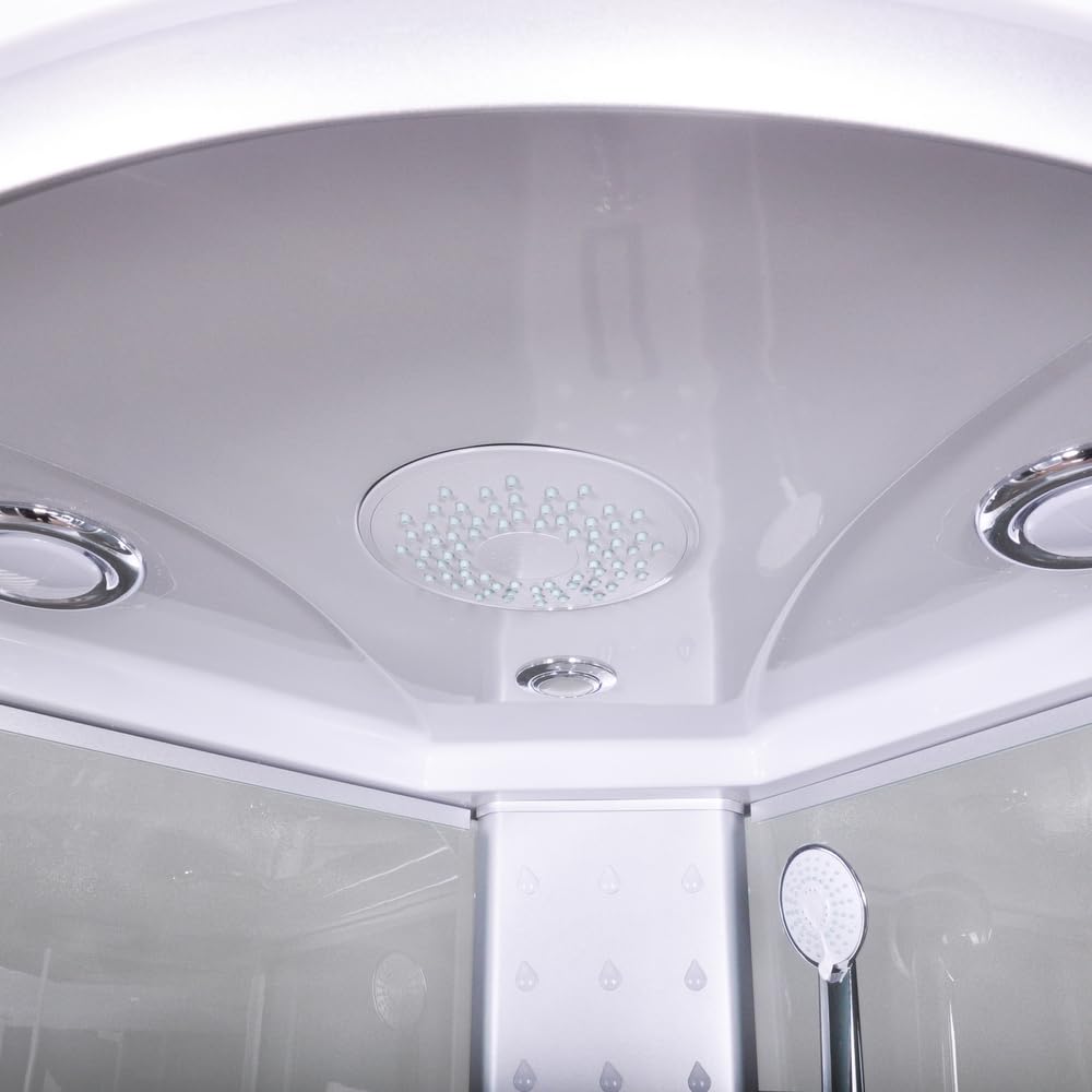 Bagno Italia Cabina de ducha hidromasaje 90 x 90 cm 6 chorros y bañera semicircular