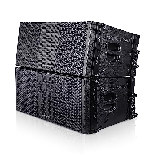 Image of Sound Town ZETHUS Pair of Dual 10-inch Powered Line Array Speaker System with Onboard DSP, Black (ZETHUS-210BPW-PAIR)
