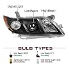 JSBOYAT Headlight Assembly Compatible with 2007-2009 Toyota Camry 4 Door Exclude Hybrid Replacement Headlamp Passenger and Driver Side Black Housing with Amber Reflector (Bulbs Included)