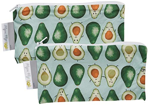 Itzy Ritzy Reusable Mini Snack Bags – 2-Pack of 3.5” x 7” BPA-Free Snack Bags are Food Safe & Washable for Storing Snacks, Pacifiers and Makeup in a Diaper Bag, Purse or Travel Bag, Guac Star
