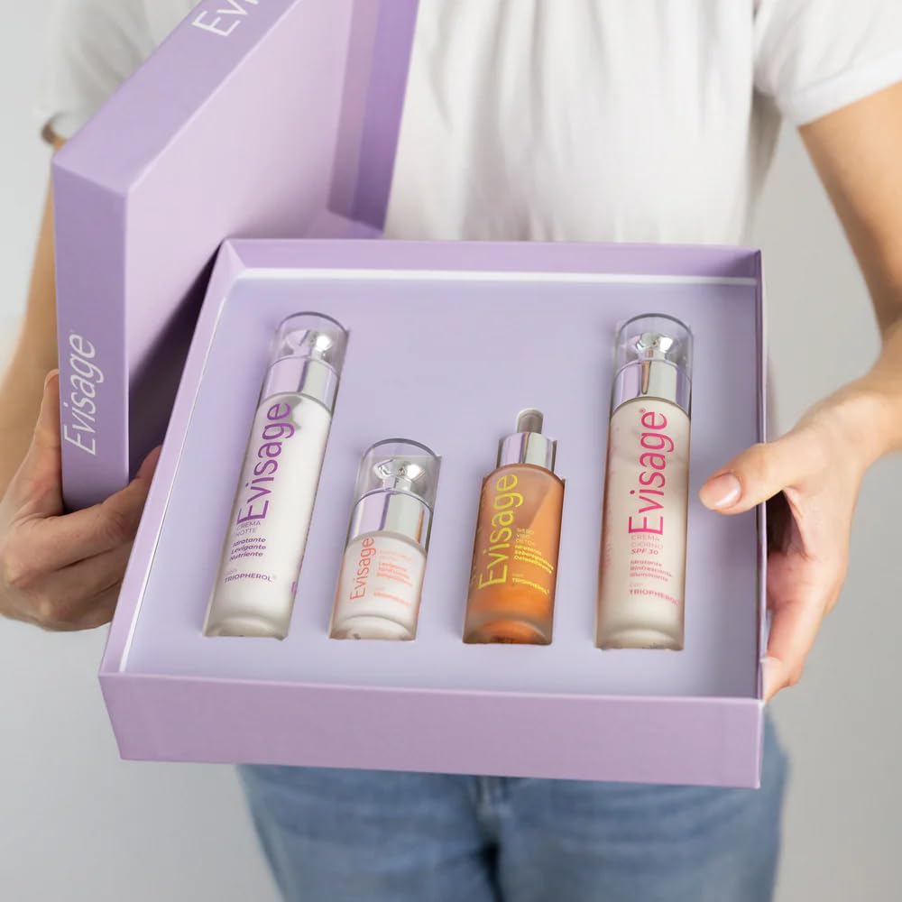 SkinCare Routine - Kit Cofanetto Viso Completo con Siero Detox 30ml + Crema Giorno 50ml + Contorno Occhi 15ml + Crema Notte 50ml