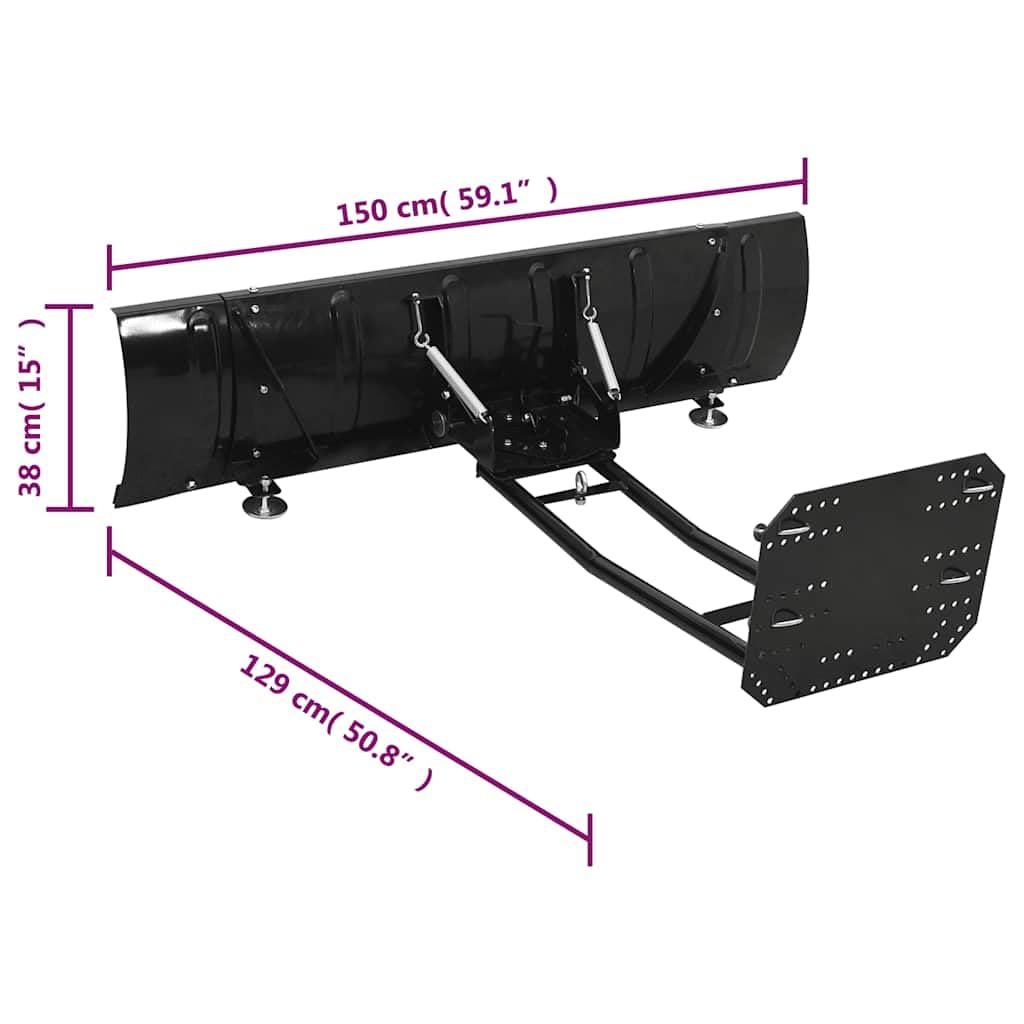 vidaXL Schneefräse für ATV 150 x 38 cm schwarz