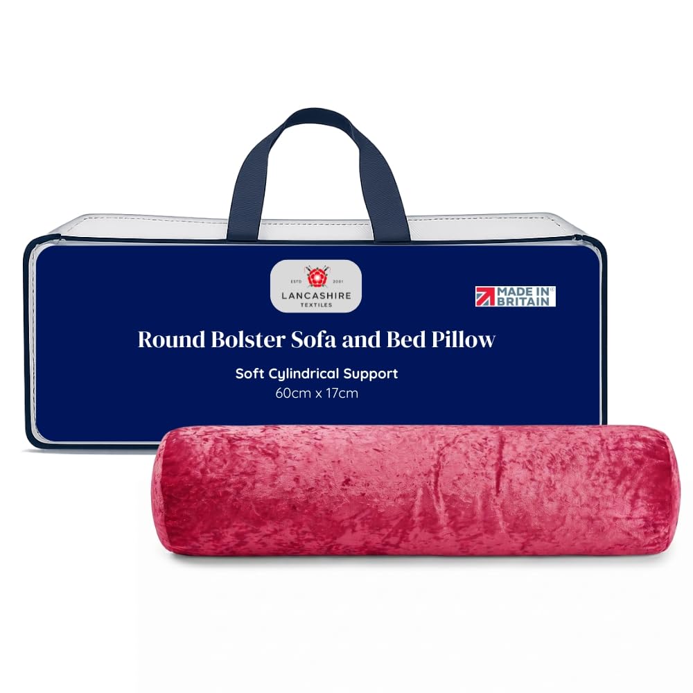 Lancashire Textiles Round Bolster Sofa and Bed Pillow โ Soft Pillows for Maternity, Nursing, Post-Surgery, Neck, and Back Support Cushions (Red, Pack of 1, Size - L60 cm x D17cm x H17cm) โ image 1