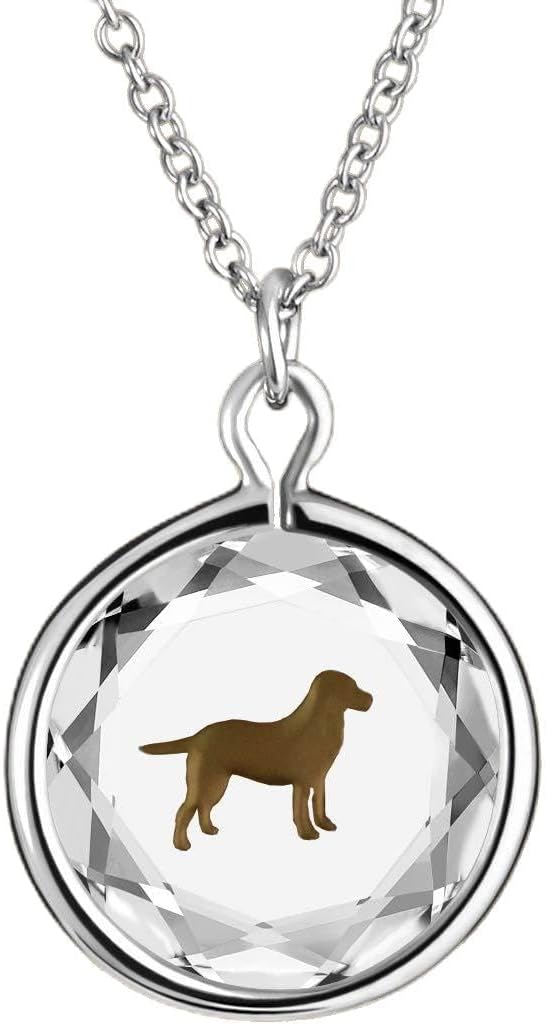 Engraved and Enameled Swarovski Crystal Labrador Pendant/Necklace in Sterling Silver