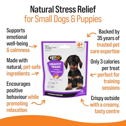 VETIQ Healthy Treats Serene Calming For Small Dogs & Puppies, Tasty Treats to Help Naturally Calm, Soothe & Relax Dogs at Bedtime, 50 g (Pack of 4)