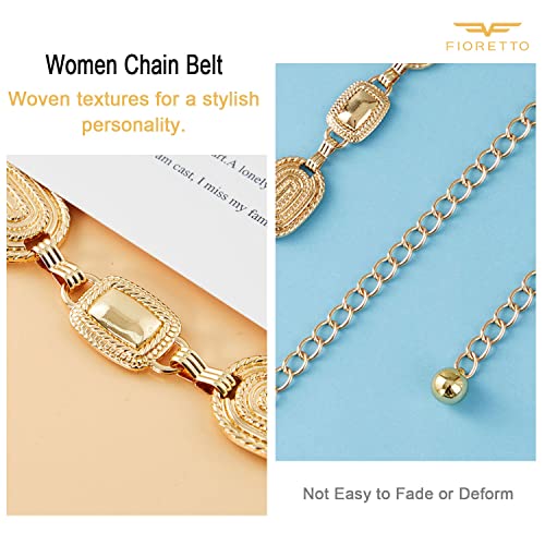 Image of FIORETTO Western Waist Chain Belt Metal Concho Belt for Women Cowgirl Cowboy Boho Country Belt for Dress Jean