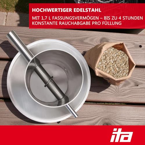 ITA Premium Kaltrauchgenerator aus Edelstahl - Raucherzeuger für Räucheröfen Smoker - Rauchgenerator zum Kalträuchern von Fisch, Fleisch, Käse