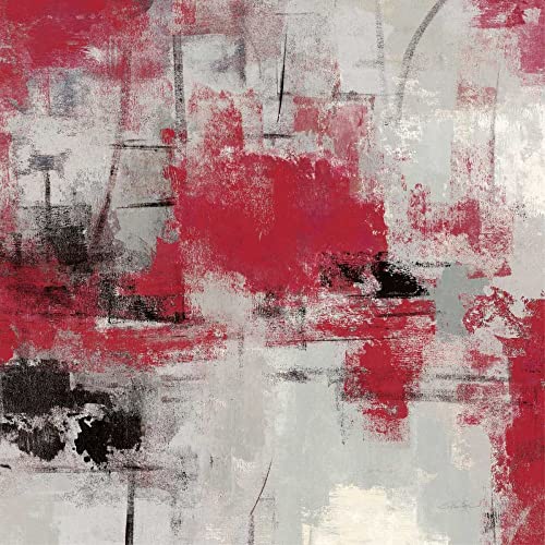 Affiche Jardins en pierre III Silvia Vassileva, poster paysage rouge 68x68 cm