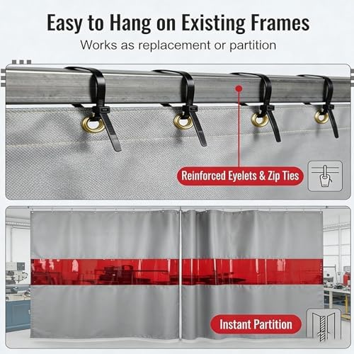 Retractable Welding Protection Screen, Customizable 108x192in Flexible Curtain Divider for Fast Installation in Welding Work Areas, Durable Safety Shield