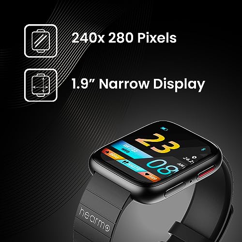 Image of HearFit Rex 1.90 inch Display Smart Watch, Bluetooth Calling, 120+ Sports Modes, Health Suite, Voice Assistance (Black)