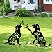 WONDER GARDEN Metal Dog Decor for Outside - 2 Pack Garden Stakes Decorative, Black Dog Silhouette Statues Lawn Ornaments Yard Patio Decor Women Men Mom Gifts