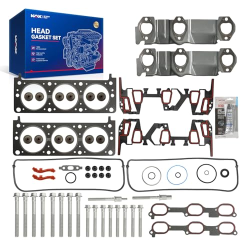 Image of KAX Engine Cylinder Head Gasket Set Compatible with Chevrolet Equinox 2005-2009, Torrent 2006 2007 2008 2009 3.4L, Head Gasket Kit, OE# HS9071PT3, HS4956C, 021038301, RFPHS9071PT3, HS13555