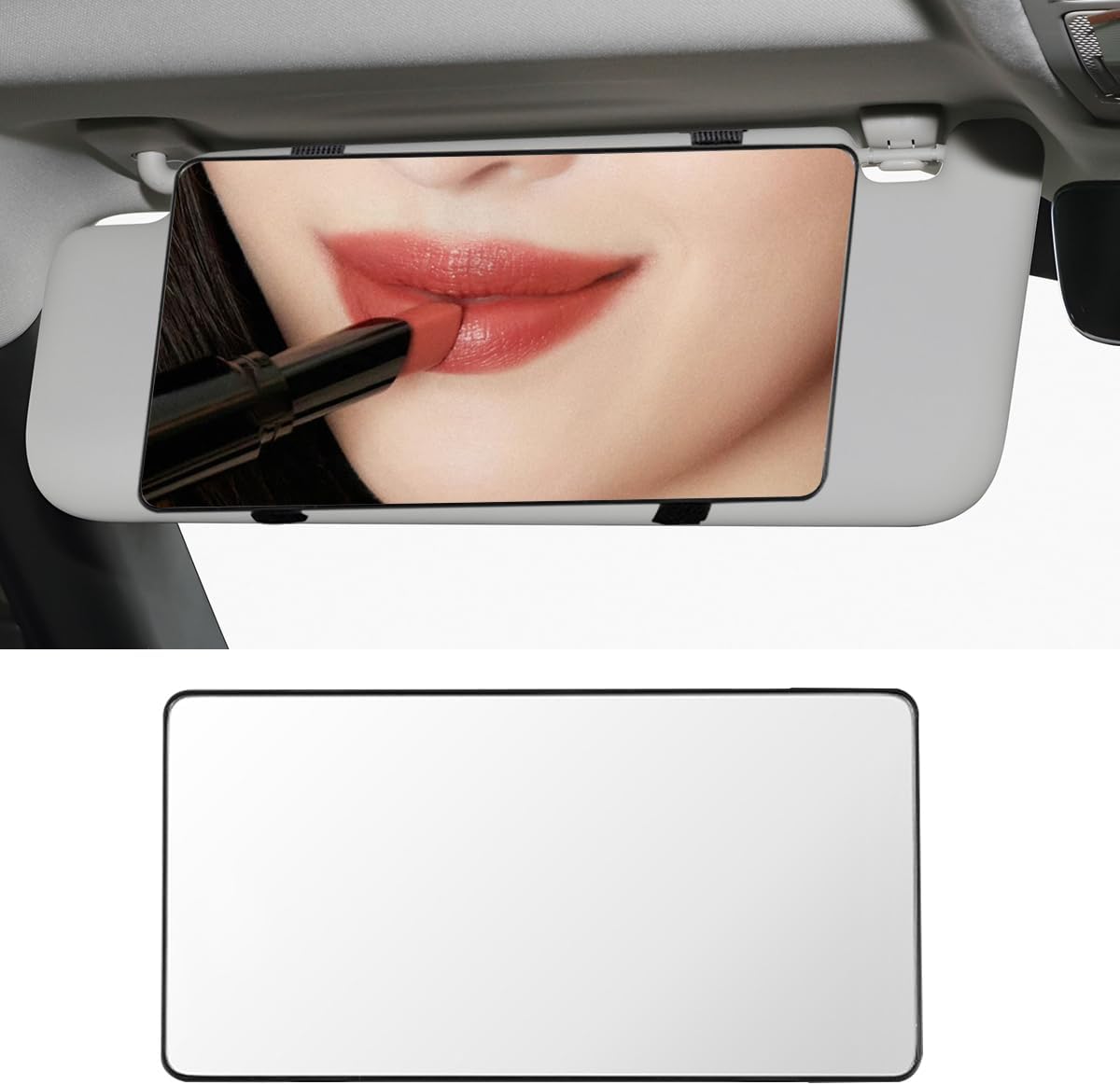 Sun Visor Vanity Mirror With Straps - Universal Travel Makeup Mirror for Women, Girls - Interior Accessory for Car, Truck, SUV (White)