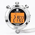 Stopwatch Timer, Digital Stop Watch with 0.01second & 0.001second Timing, Metal 10/100/400 Laps Memory, Rolilink Large dispaly Alarm Clock for Coach Sports Running Marathon