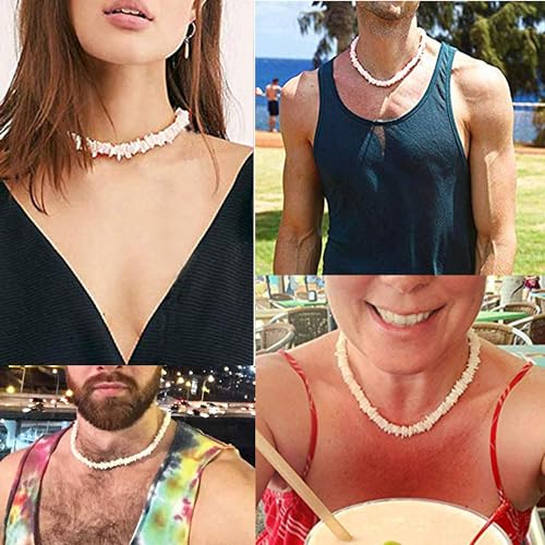 ATIMIGO White Puka Shell Hawaiian Cowrie Shell Pearl Beach Choker Handmade Adjustable Summer Clavicle Necklace - Surfer Jewelry for Women & Men4