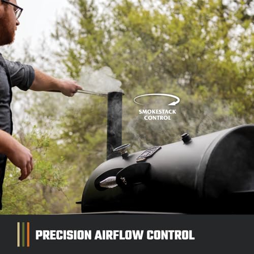 Oklahoma Joe's Longhorn Reverse Flow Offset Charcoal Smoker and Grill, Offset Smoker Grill with 1060 sq in Cooking Area in Black