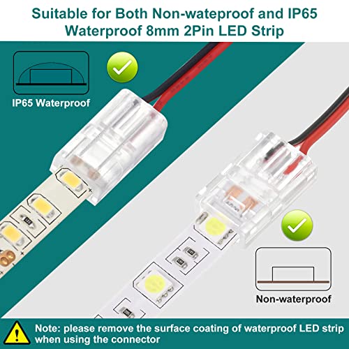 Icreating Led Strip Connectors 2 Pin, 16.4Ft 2 Conductor Led Wire 2 Pin Led Connector Solderless 2 Pin Led Strip Connector 8Mm Led Strip Light Connectors 2 Pin For 12V 24V 3528 2835 Led Strip Lights #TOP3