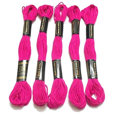 Goelx Skein Embroidery Thread Floss/Jewelry Making Craft Thread Pack of 25 Skeins - Deep Pink Cover