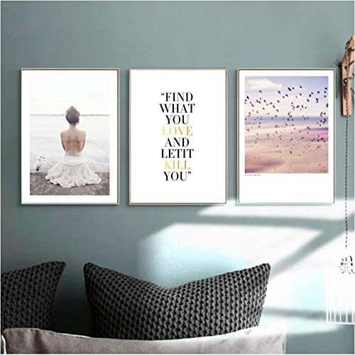 Toile peinture mer premium 50x70cm affiche textuelle scandinave