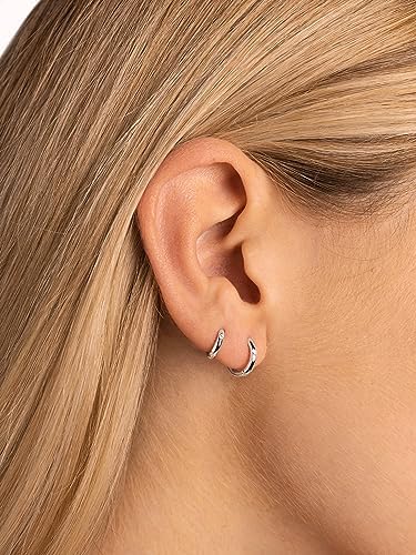 SINGULARU Orecchino Singolo Mini 5 Sparks – Argento 925 Rodiato Con Zirconi, Chiusura A Vite