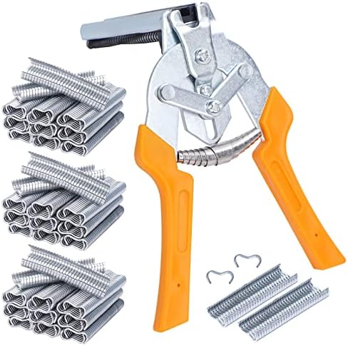 NAOEDEAH Alicates de anillo de uñas tipo M con 1800 clips M, kit de alicates de anillo de uñas Hog M para cercas de jaulas de animales, pinzas de jaula de alambre para instalación de fijación de valla