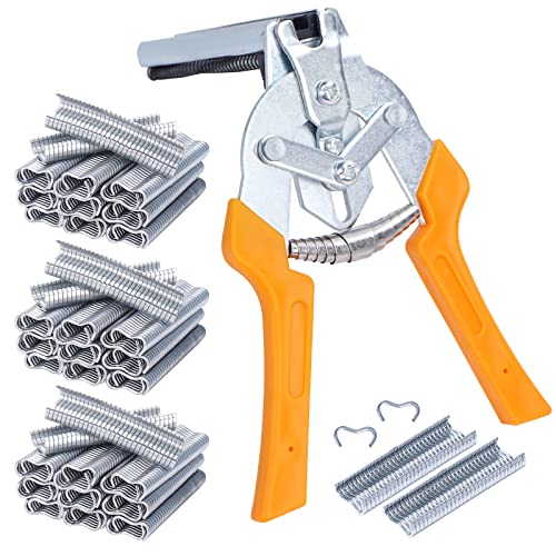 NAOEDEAH Type M Nail Ring Pliers with 1800pcs M Clips Hog M Nail Ring Pliers Kit for Fencing Animal Cages Wire Cage Clips Plier for Installation Fence Fastening